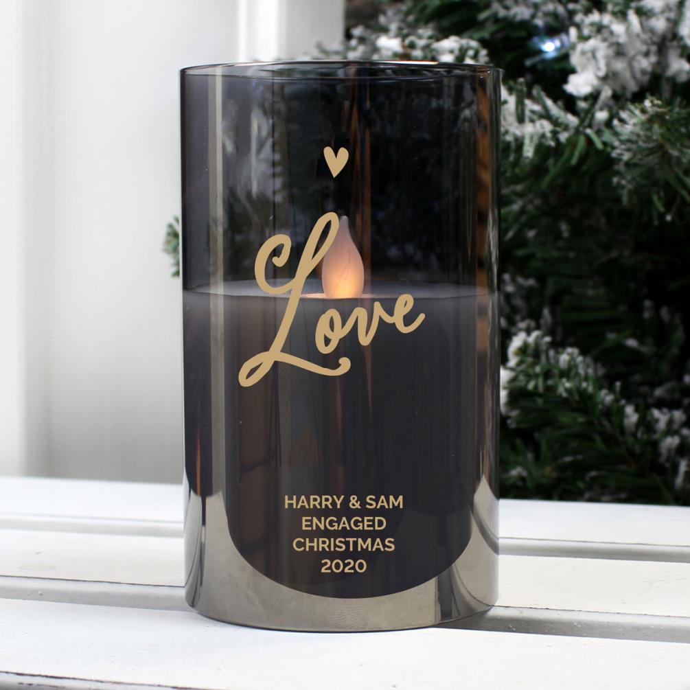 Personalised Love Smoked Glass LED Candle Extra Image 3